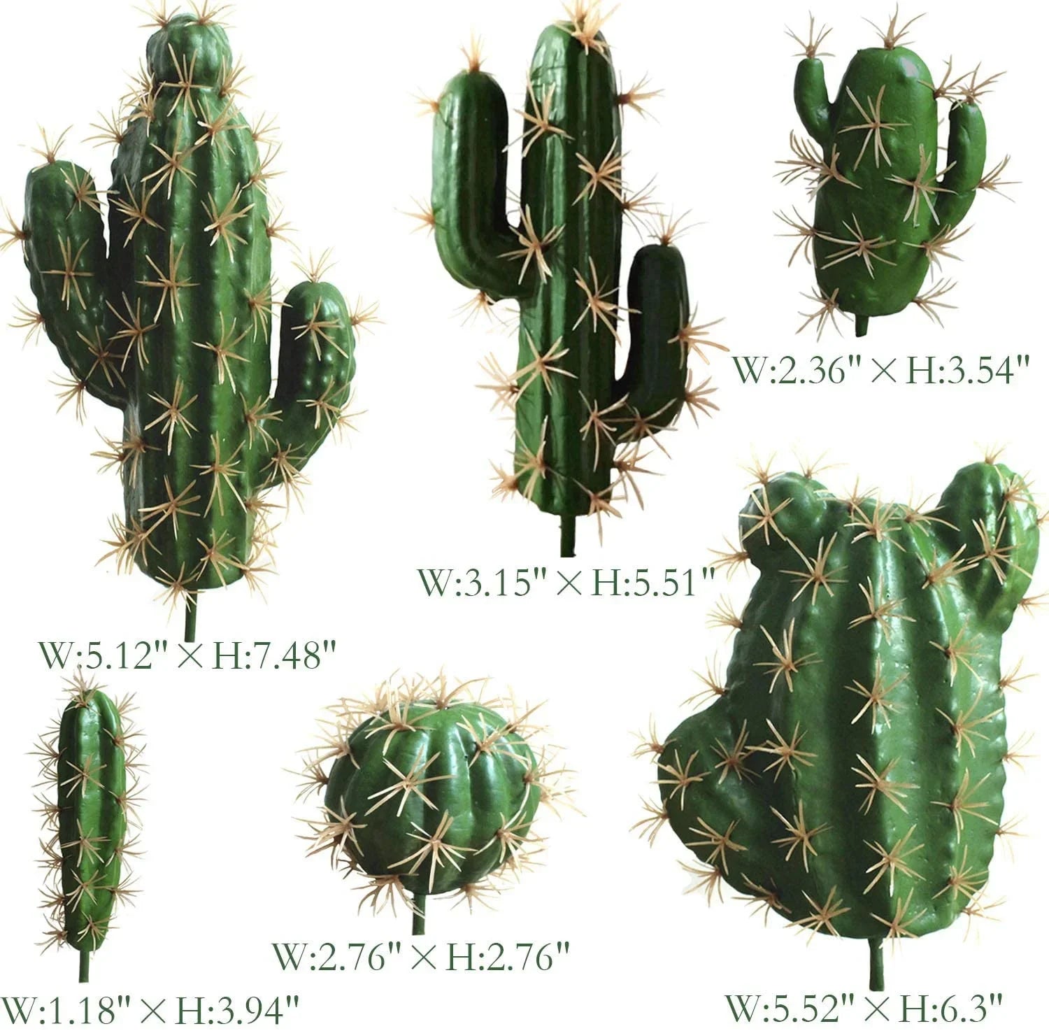 6pcs Artificial Cactus Decor Faux Plant Fake Succulents Plants Unpotted Indoor Home Décor Fake Cactus Stems DIY Decorations