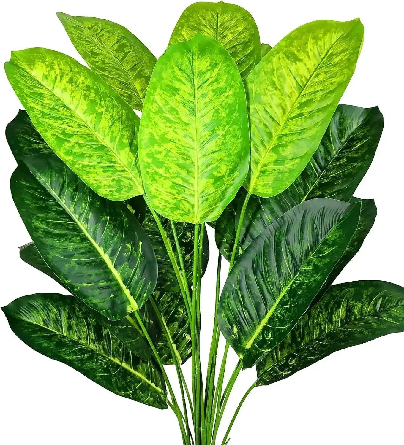 Artificial Plants Ficus Tree Leaves with Stems, 29 "Tall, Faux Bird of Paradise, Palm Tree Imitation, Green Leaf, Tropical Plant