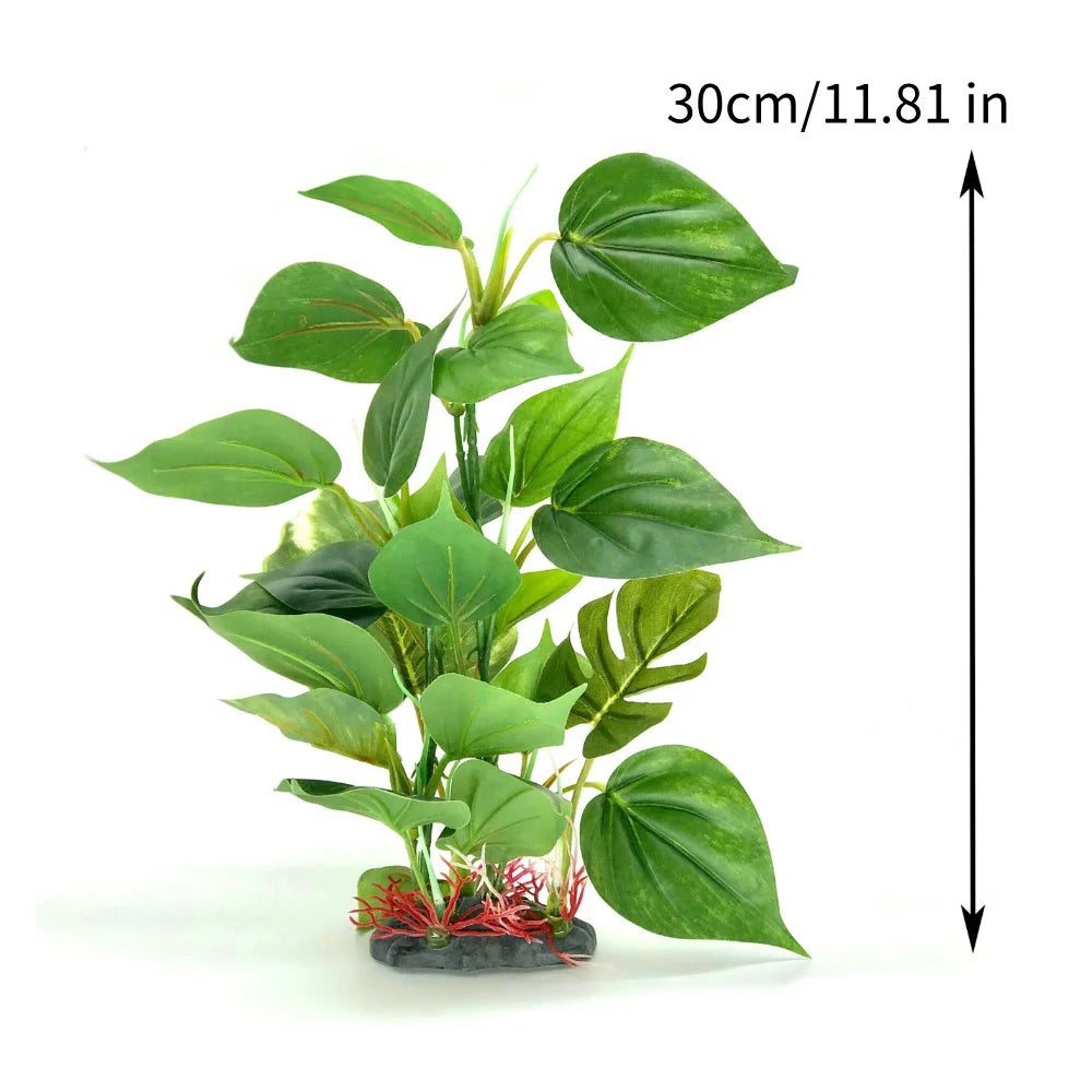 Artificial Aquarium Decor Plants Plastic Aquatic Plant with Large Green Leaves Underwater Plants Fish Tank Aquatic Plant Adorn