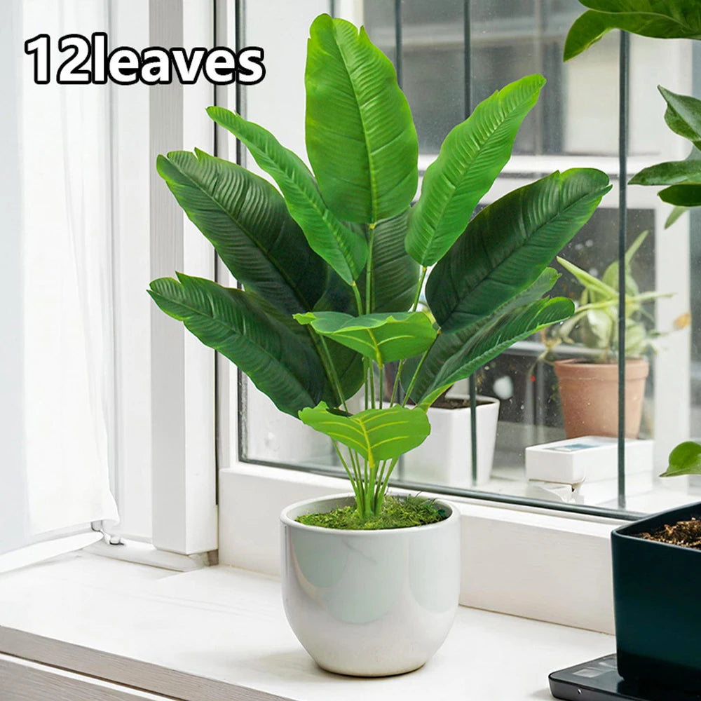 Artificial Bird of Paradise Plants 12/18/24 Leaves Faux Greenery Palm Fake Tree for Indoor Outdoor Home Living Room Garden Decor
