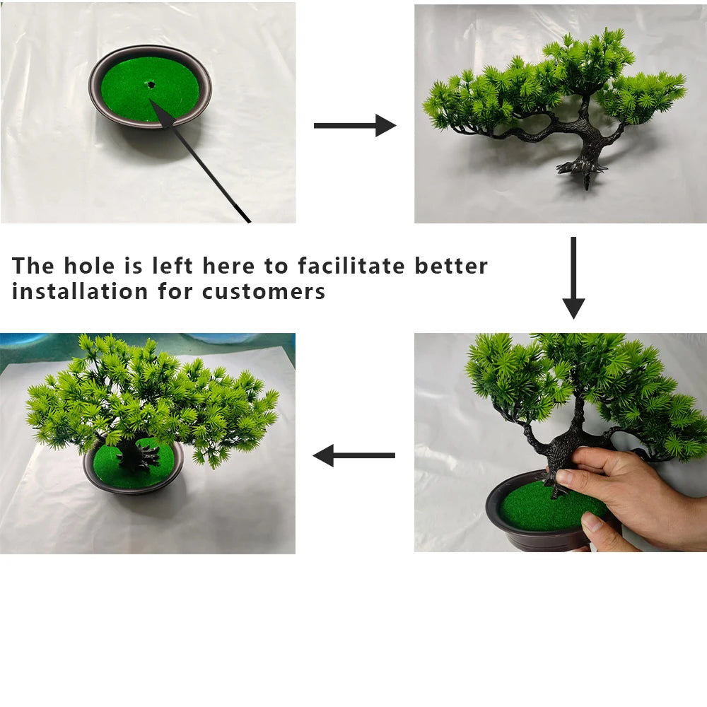 27cm Artificial Pine Plants Bonsai Fake Tree Ornaments Plastic Plants Landscape Simulation Tree for Home Room Desktop Decoration