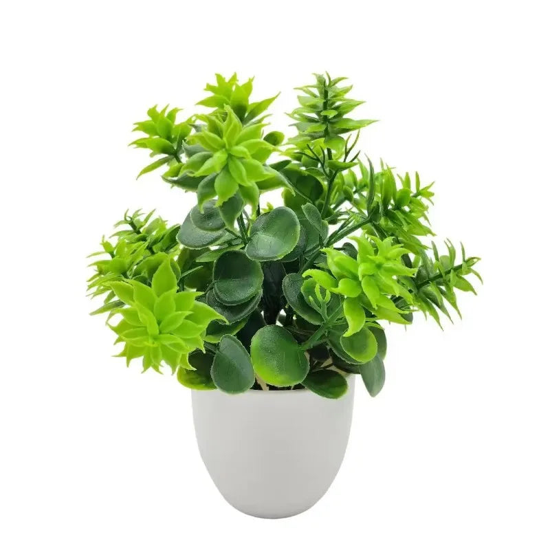 1PC Artificial Plant with Plastic Pot Fake Greenery for Home Office Desk Living Room Bedroom Decor No Maintenance Required