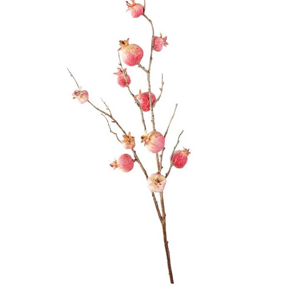 Faux Artificial Pomegranate Branches Plastic Bonsai Fake Flowers Simulation Pomegranate Fruit Elegant Realistic