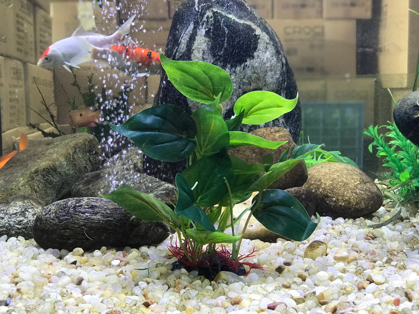 Artificial Aquarium Decor Plants Plastic Aquatic Plant with Large Green Leaves Underwater Plants Fish Tank Aquatic Plant Adorn