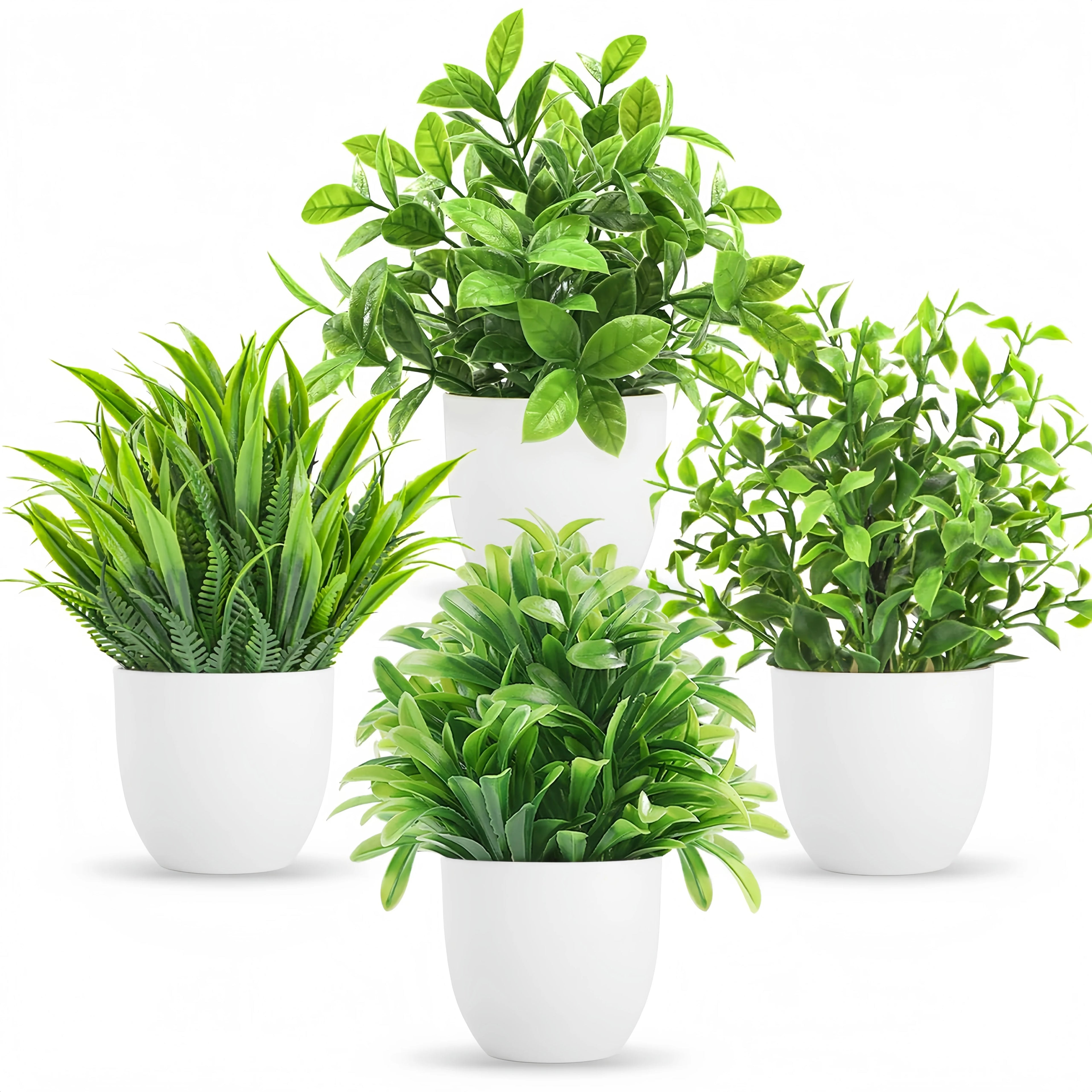 4 Styles Mini Fake Plants Artificial Eucalyptus Faux Plants for Home Office Farmhouse Bathroom Desk Shelf Decor Indoor