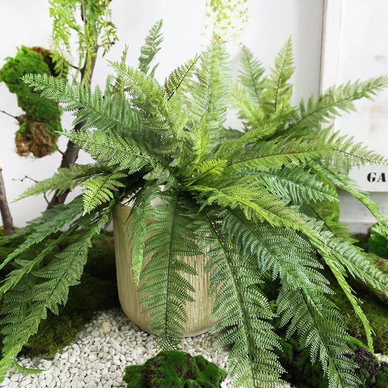 Large Artificial Plants Boston Fern Bunch Persian Leaves Bunch Fake Green Plants Fake Leaves Craft Fake Foliage Home Decor