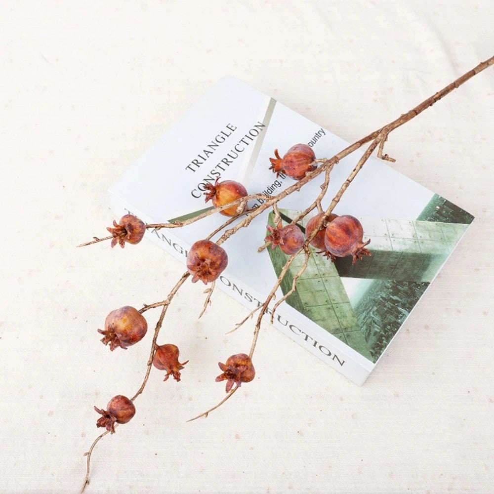 Faux Artificial Pomegranate Branches Plastic Bonsai Fake Flowers Simulation Pomegranate Fruit Elegant Realistic