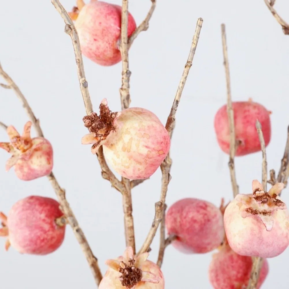 Faux Artificial Pomegranate Branches Plastic Bonsai Fake Flowers Simulation Pomegranate Fruit Elegant Realistic