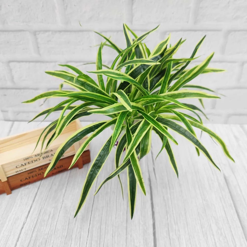 1Pc Artificial Plastic Plants Chlorophytum Grass Living Room Decoration Fake Plants Indoor Potted Table Green Plant Without Pot
