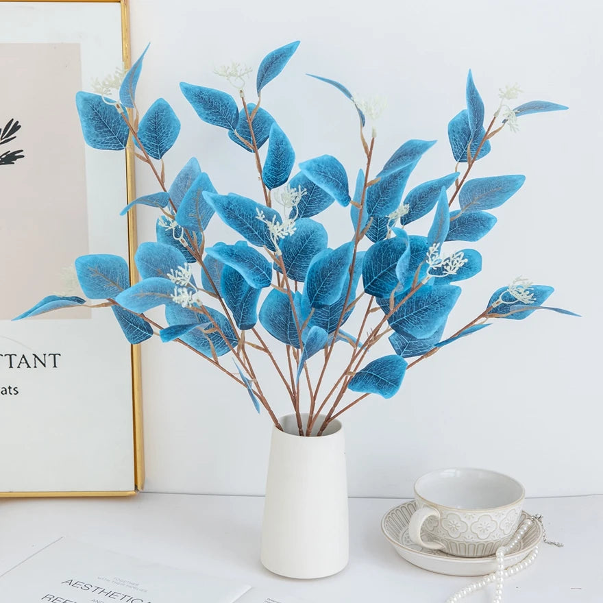 Artificial Plants Fake Leaves Three Pronged Eucalyptus Bonsai Home Decoration Indoor Dining Table Office Decoration Garden Cheap