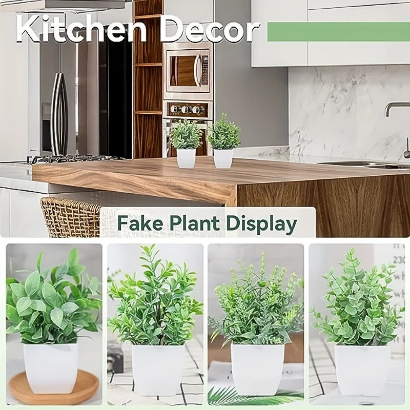 1/4pcs Artificial Green Potted Plants Fake Artificial Plants With Pot Living Room Home Decor Desk Bedroom Party Plastic Bonsai