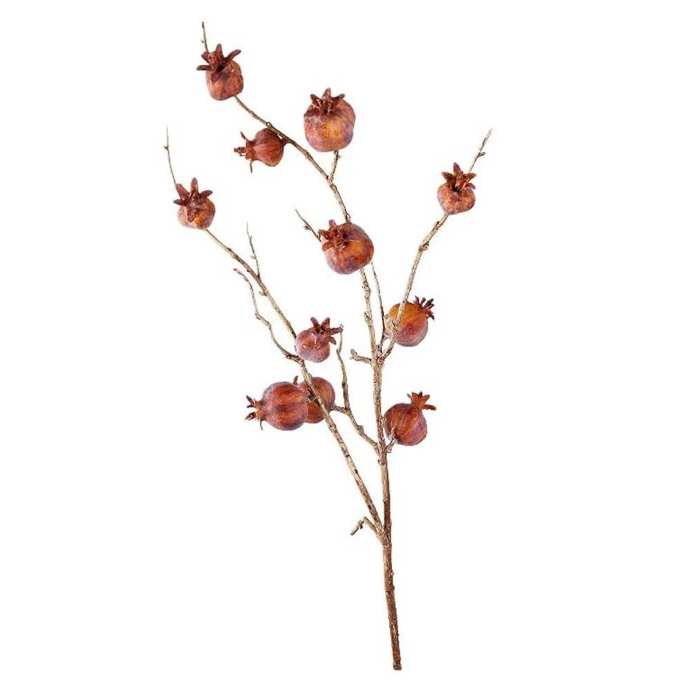 Faux Artificial Pomegranate Branches Plastic Bonsai Fake Flowers Simulation Pomegranate Fruit Elegant Realistic