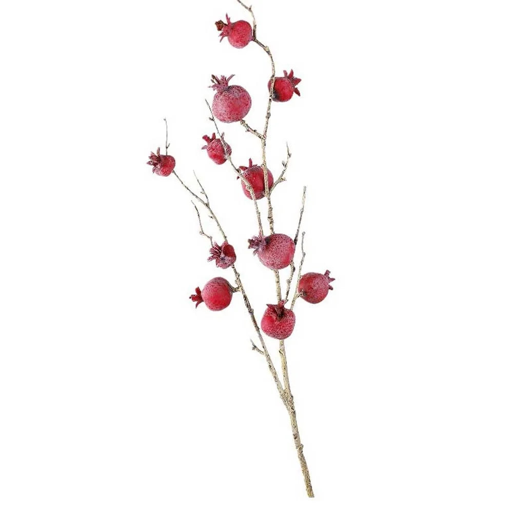 Faux Artificial Pomegranate Branches Plastic Bonsai Fake Flowers Simulation Pomegranate Fruit Elegant Realistic