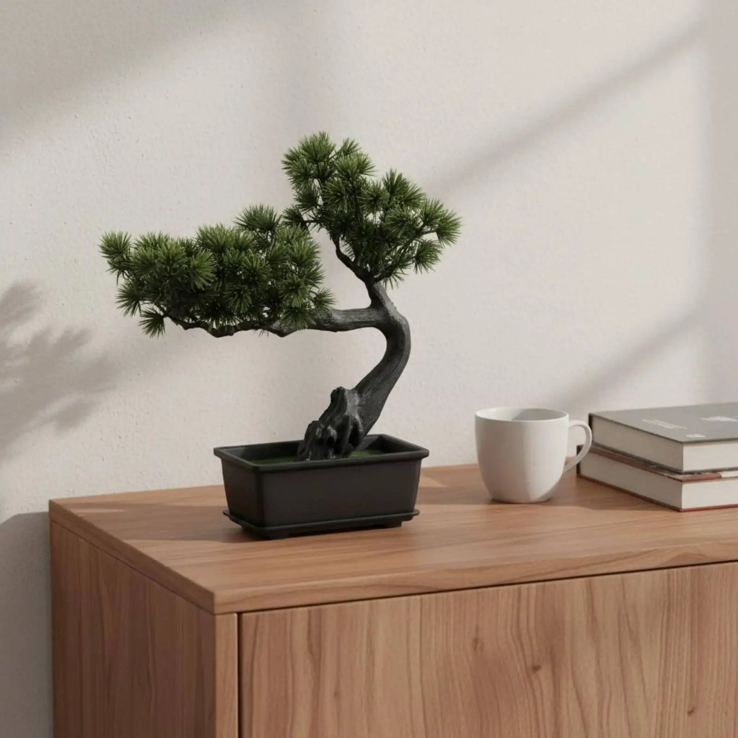 Fake Conifer Bonsai Low Maintenance Fake Conifer Tree Plant No Watering Needed Artificial Bonsai Tree for Office, Shelf,