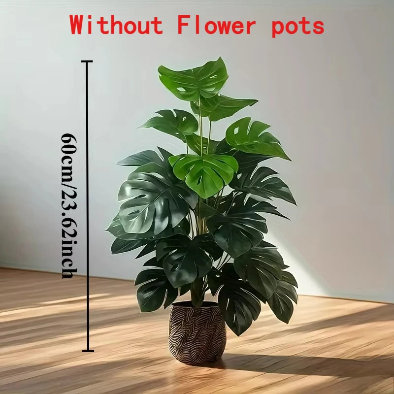 Artificial Monstera Palm Tree Realistic Plastic Green Plant for Home Office Wedding Christmas Without Flower pots