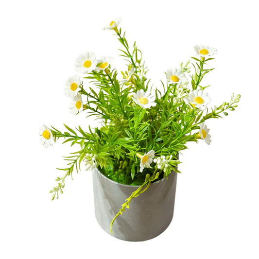 Realistic Artificial Daisy Potted Real Touch Lifelike Simulation Green Plant Bonsai No Watering Non-fading Fake Chrysanthemum