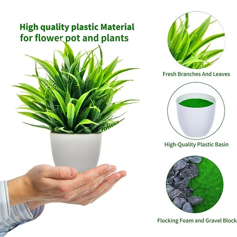 1PC Artificial Plant with Plastic Pot Fake Greenery for Home Office Desk Living Room Bedroom Decor No Maintenance Required