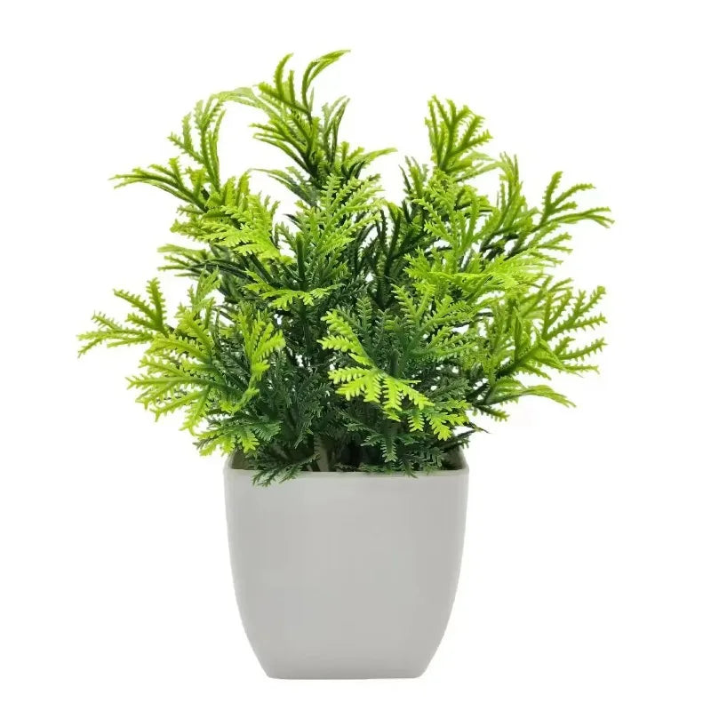 1PC Artificial Plant with Plastic Pot Fake Greenery for Home Office Desk Living Room Bedroom Decor No Maintenance Required