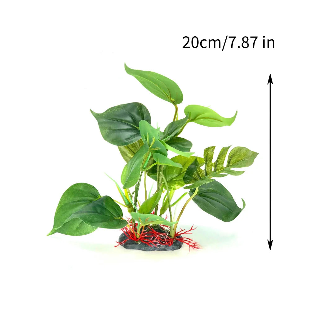 Artificial Aquarium Decor Plants Plastic Aquatic Plant with Large Green Leaves Underwater Plants Fish Tank Aquatic Plant Adorn